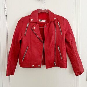 L'esprit DeL'art Esprit of Art bold red moto leather jacket Girls 14-16